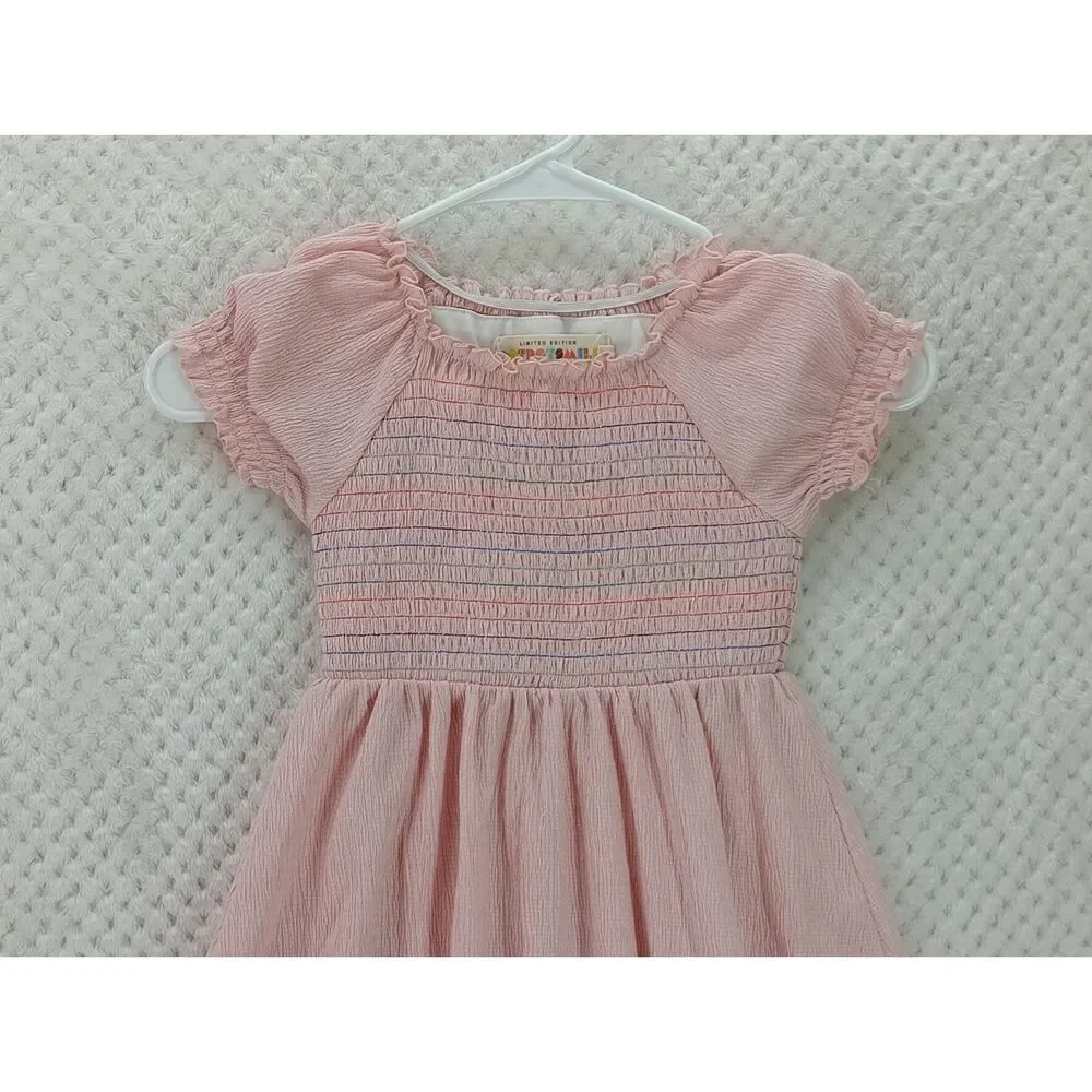 Dot Dot Smile Limited Edition Girls 3/4 Pink Smocked Party Dress